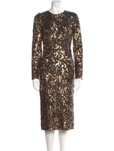 Pre-owned Dolce & Gabbana Sequin Knee-length Dress In Gold
