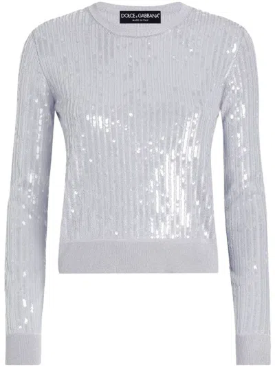 Dolce & Gabbana Sequin Knitted Top In Grey