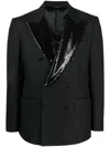 Dolce & Gabbana Sequin-lapel Double-breasted Blazer In Black