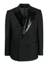 Dolce & Gabbana Sequin-lapel Double-breasted Blazer In Black