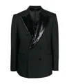 Dolce & Gabbana Sequin-lapel Double-breasted Blazer In Black