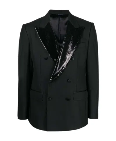 DOLCE & GABBANA DOLCE  GABBANA SEQUIN DETAILED DOUBLE-BREASTED BLAZER