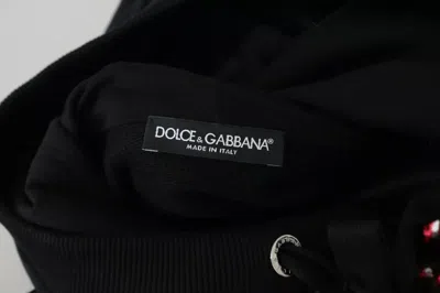 Dolce & Gabbana Sequin Logo Embroidered Hoodie In Black