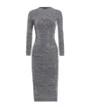 Dolce & Gabbana Sequined Draped Calf-length Dress In Silver