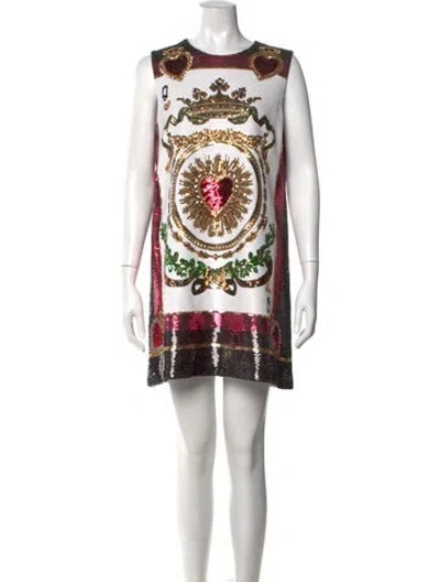 Pre-owned Dolce & Gabbana Sequin Mini Dress In Neutrals