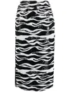 Dolce & Gabbana Zebra Sequined Midi Skirt W/ Mesh Back In Schwarz