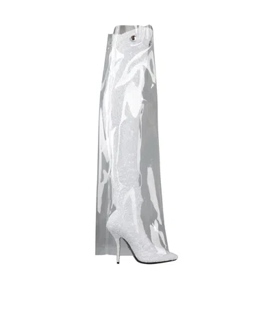 Dolce & Gabbana Sequin Pointed-toe Tall Boots In White