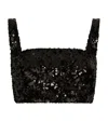 Dolce & Gabbana Cropped Sequin Top Square Neck Straps