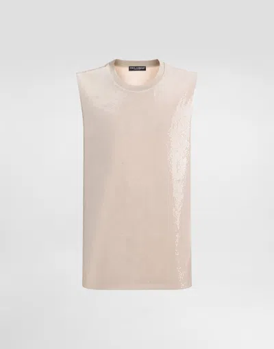 Dolce & Gabbana Sequin Tank Top In Neutral