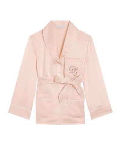 Dolce & Gabbana Kids' Sequin Trim Shirt In Pink