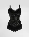 Dolce & Gabbana Sequined And Micro-beaded Bodysuit In Multicolor