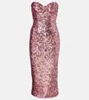Dolce & Gabbana Sequined Bustier Dress In Pink