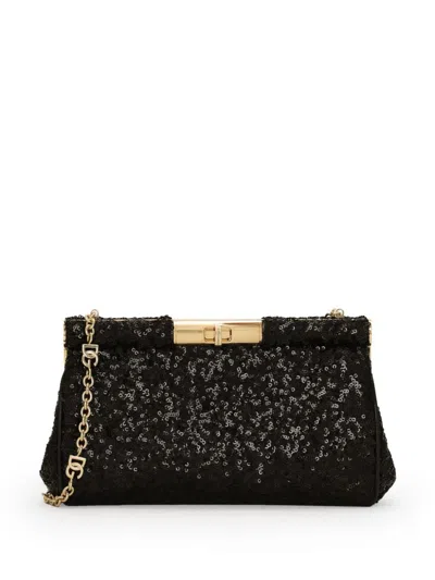 Dolce & Gabbana Sequined Clutch Bag In Black