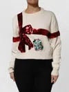 Dolce & Gabbana Sequined Crew Neck Pullover Cropped Sweater In Multi