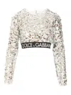 Dolce & Gabbana Sequined Cropped Top In Silver