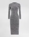 Dolce & Gabbana Sequined Draped Calf-length Dress In Silver