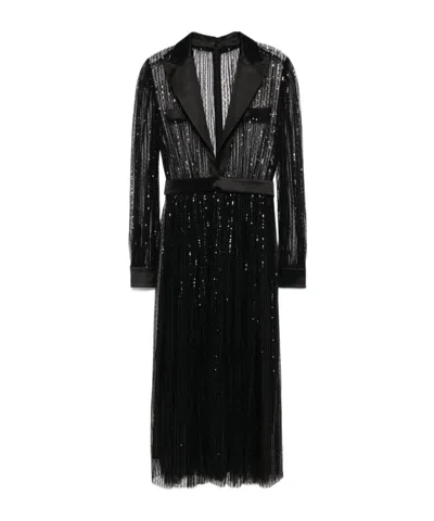 DOLCE & GABBANA DOLCE  GABBANA SEQUIN-EMBELLISHED V-NECK MIDI DRESS