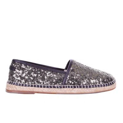 Pre-owned Dolce & Gabbana Sequined Espadrilles Shoes Tremiti Gold Black 08125