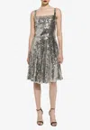 Dolce & Gabbana Sequined Flared Midi Skirt In Silver