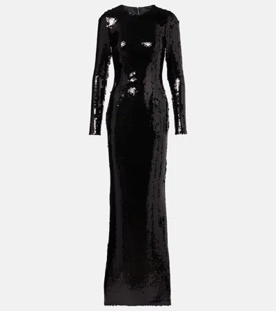 Dolce & Gabbana Sequined Gown In Black