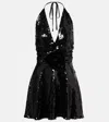 Dolce & Gabbana Sequined Halterneck Minidress In Black
