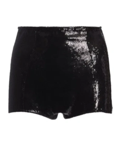 Dolce & Gabbana Sequined High Rise Hot Pants In Black