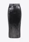 Dolce & Gabbana Sequined Jersey Midi Skirt In Black