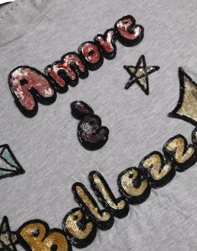 DOLCE & GABBANA DOLCE & GABBANA SEQUINED L'AMORE E' BELLEZZA MOTIF T-SHIRT