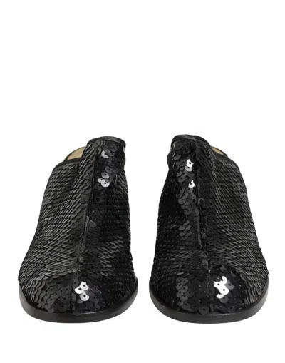 Dolce & Gabbana Sequined Leather Mule In Black