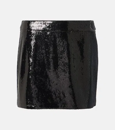 Dolce & Gabbana Sequined Low-rise Miniskirt In Black
