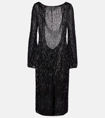Dolce & Gabbana Sequined Midi Dress In Black