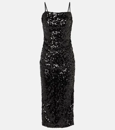 Dolce & Gabbana Sequined Midi Dress In Black