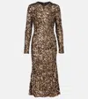 Dolce & Gabbana Sequined Midi Dress In Brown