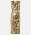 Dolce & Gabbana Sequined Midi Dress In Gold
