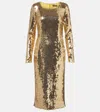 Dolce & Gabbana Sequined Midi Dress In Gold