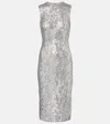 Dolce & Gabbana Sequined Midi Dress In Silver