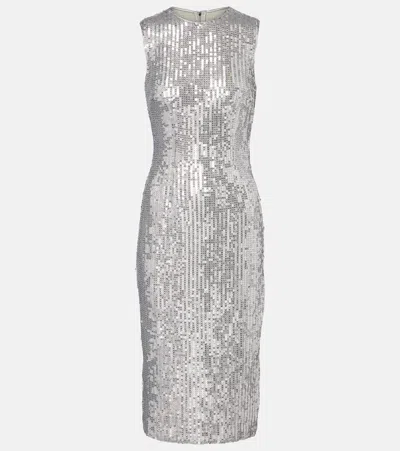 Dolce & Gabbana Sequined Midi Dress In Silver