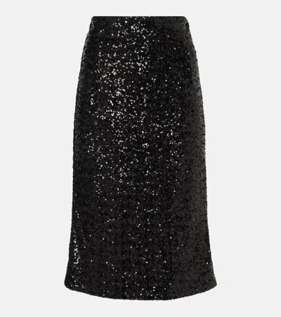 Dolce & Gabbana Sequined Midi Skirt In Black