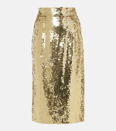 Dolce & Gabbana Sequined Midi Skirt In Gold