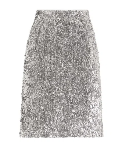 Dolce & Gabbana Sequined Midi Skirt In Metallic