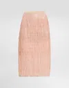 Dolce & Gabbana Sequined Midi Skirt With Fringed Embellishment In Pink