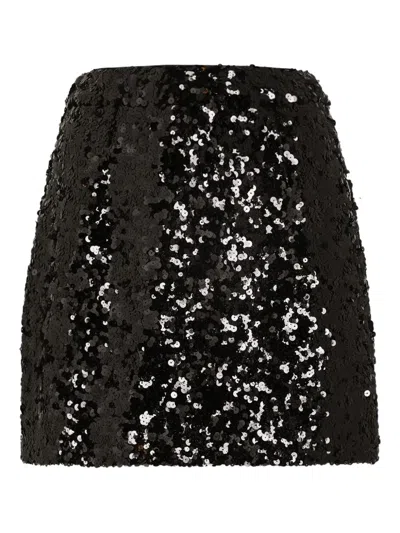 Dolce & Gabbana Sequined Mini Skirt In Black