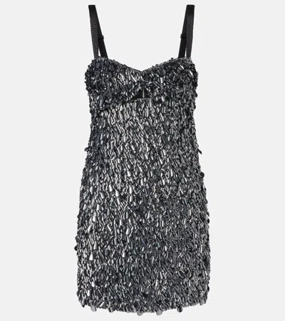 Dolce & Gabbana Sequined Minidress In Silver