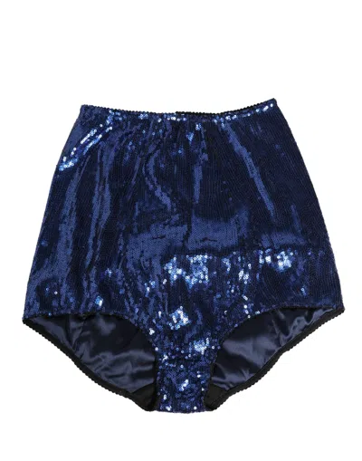 Dolce & Gabbana Sequined Nylon Bodysuit In Blue