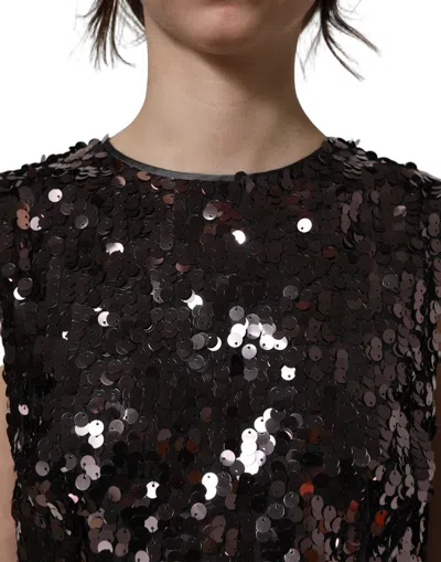 Dolce & Gabbana Sequined Nylon Tank Top In Black