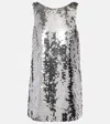 Dolce & Gabbana Sequined Open-back Minidress In Silver