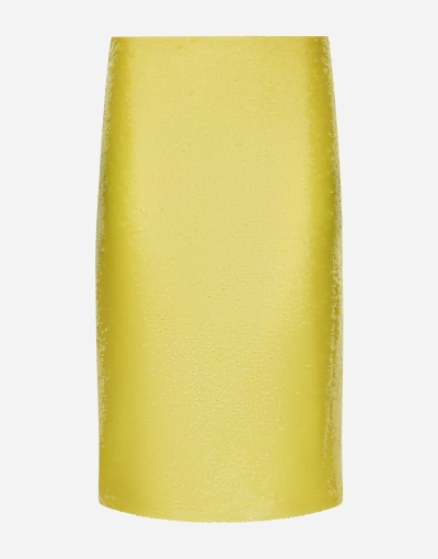 Dolce & Gabbana Sequin-embellished Pencil Skirt In Yellow