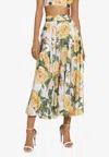 Dolce & Gabbana Sequined Midi Circle Skirt With Yellow Rose Print In Multicolor