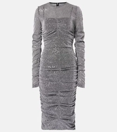 DOLCE & GABBANA SEQUINED RUCHED MIDI DRESS