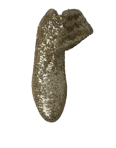 Dolce & Gabbana Sequined Stretch Boot In Gold